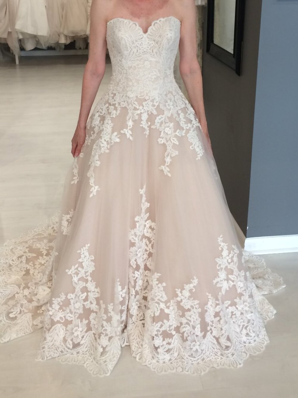 Bridal Strapless Ballgown w/ Lace Jacket– Champagne/Ivory – New, Never Worn